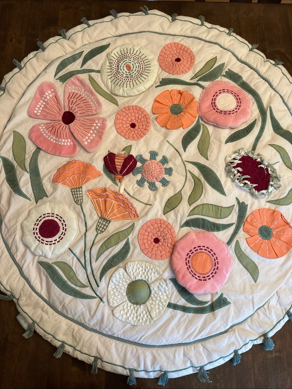 Crate and Barrel Magical Floral Garden Baby Activity Play Mat 36x36 Cottagecore